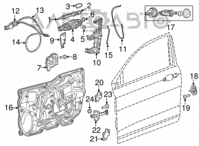 Maner exterior de blocare, stânga față, Chrysler 200 15-17