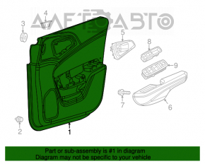 Capacul ușii, cartela frontală stânga Chrysler 200 15-17 negru cu inserție neagră din piele, cotier din piele, matriță din lemn negru lucios, lovituri, necesită curățare chimică, zgârieturi.