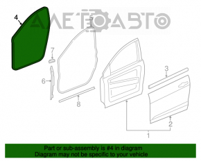 Garnitură de ușă dreapta față Chrysler 200 15-17