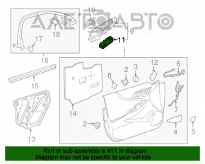 Controlul geamului electric din partea dreapta față a Chevrolet Volt 16 - negru, cu capac negru mat.