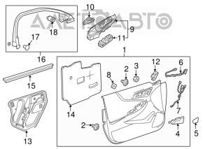 Controlul geamului electric din partea dreapta față a Chevrolet Volt 16 - negru, cu capac negru mat.