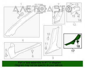 Capacul pragului din spate dreapta pentru Chevrolet Volt 16- negru.