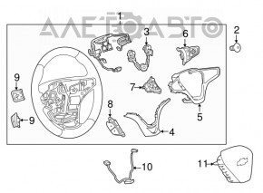 Руль голый Chevrolet Volt 16- кожа, черный, без подогрева