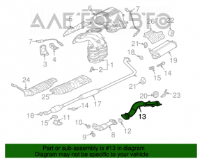 Tubul de eșapament de la partea de admisie până la partea mediană a Mitsubishi Galant 04-12