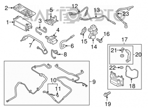 Recipientul cu absorbant de cărbune Ford Fusion mk5 17-20 hibrid, plug-in