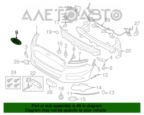 Emblema de pe bara din față a Ford Fusion mk5 13-20 este zgâriată.