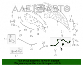 Cablu de deschidere a capotei Ford Fusion mk5 13-20, partea din față, pentru 1 lacăt