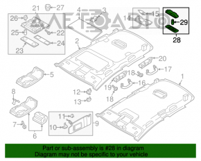 Plafonul de iluminare din spate pentru VW Passat b8 16-19 SUA, gri, sub geamul de acoperire