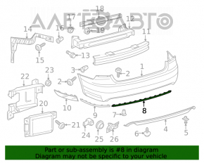 Moldura bara spate centrala VW Passat b8 16-19 SUA crom, suport rupt, strans