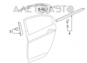 Молдинг двери верхний задний левый Honda Accord 13-17