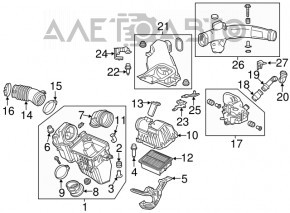 Conductă de aer către filtrul de aer pentru Honda Accord 13-17 hibrid, cauciuc