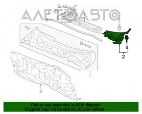 Grila stergatoarelor din plastic stanga pentru Honda Accord 13-17 fara garnitura, suport rupt.