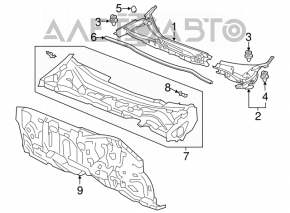 Grila stergatoarelor din plastic stanga pentru Honda Accord 13-17 fara garnitura, suport rupt.