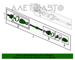 Articolul de transmisie a axului frontal stâng pentru Honda Accord 13-17 hibrid, nu original, cu un manșon de praf pe garnitura interioară, fără clema de fixare.