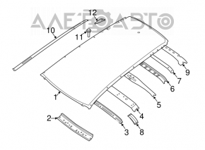 Acoperiș metalic Nissan Rogue 14-20 fără trapă, tăiată.