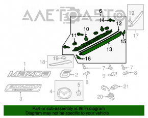 Moldura capacului portbagajului Mazda 6 13-17 fără cameră