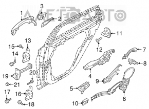 Mâner ușă exterior spate dreapta Hyundai Sonata 15-19 crom nou original OEM