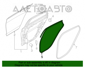 Уплотнитель двери задней левой Hyundai Sonata 15-19