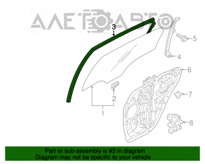 Garnitură de etanșare a geamului din spate dreapta Hyundai Sonata 15-19