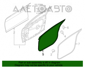 Уплотнитель двери передней правой Hyundai Sonata 15-19