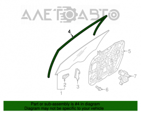 Garnitură de etanșare a geamului față dreapta Hyundai Sonata 15-19