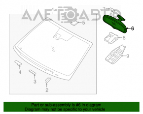 Oglindă interioară Hyundai Sonata 11-15, neagră, goală.