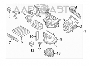 Motorul ventilatorului de încălzire Hyundai Sonata 15-19 are o crăpătură în fixare.