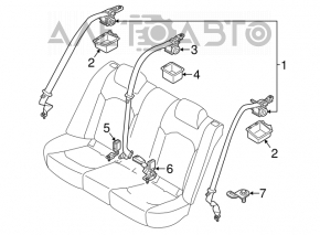 Centura de siguranță din spate dreapta pentru Hyundai Sonata 15-19, culoare neagră.