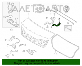 Накладка петли крышки багажника левая Hyundai Sonata 15-17 тип 1, царапины