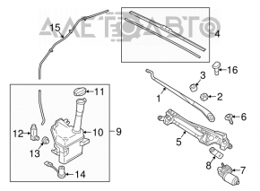 Rezervorul de spălare a parbrizului Hyundai Sonata 16-19 hibrid