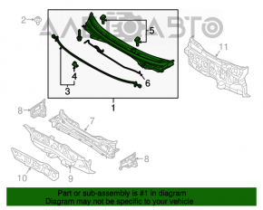 Grila stergatoarelor de plastic pentru Hyundai Sonata 15-19 este ruptă.