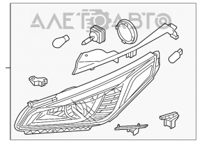 Фара передняя правая в сборе Hyundai Sonata 15-17 ксенон с креплением