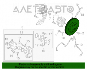 Placă de frână față stânga Hyundai Sonata 15-19 305/24mm ruginită.