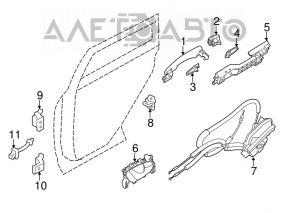 Замок двери задней левой Nissan Rogue 14-20