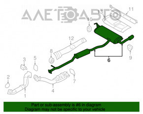 Silencer spate cu boabe pentru Nissan Rogue 14-20 împreună cu partea de mijloc.