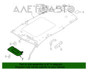 Capota dreapta Nissan Rogue 14-20 cu iluminare, gri, pentru curățare chimică.