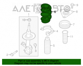 Arcul de suspensie frontal stânga Nissan Rogue 14-20, rigiditate verde, 2 buc.