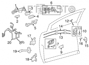 Blocarea ușii din față dreapta a Toyota Avalon 13-18
