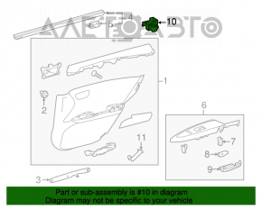 Controlul geamului electric din partea dreapta față a Toyota Avalon 13-18 cu capac și iluminare.