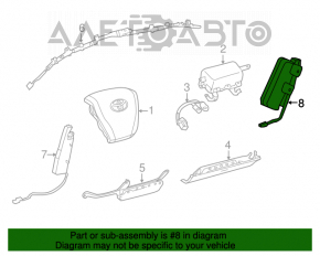 Airbagul pentru scaunul din spate dreapta al Toyota Avalon 13-18 fără suport.