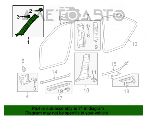 Накладка передней стойки левая Toyota Avalon 13-18 серая