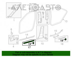 Capacul pragului din față stânga exterior Toyota Avalon 13-18 crom