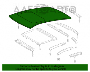 Acoperiș metalic pentru Toyota Avalon 13-18 cu trapă, pe caroserie.