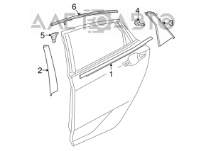 Ușă-sticlă turnare central spate dreapta Honda Civic X FC 16-21 4d mat nou OEM original