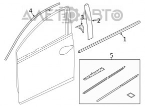 Garnitură ușă-sticlă centrală față dreapta Honda Civic X FC 16-21 4d, material nou, original OEM