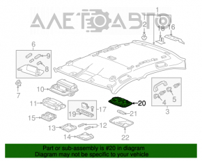 Plafonul de iluminare frontal pentru Honda Civic X FC 16-21 4d gri, fără plafon panoramic, construit în Japonia.