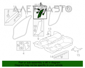 Capacul stâlpului central al centurii superioare dreapta Honda Civic X FC 16-21 4d gri.