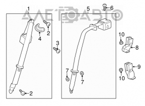 Centura de siguranță spate stânga pentru Cadillac ATS 13- gri.