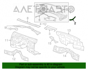 Garnitura de etanșare a grilei ștergătoarelor Cadillac ATS 13- stânga