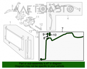 Conducta de aer condiționat condensator-compresor Toyota Avalon 13-18 2.5 hibrid